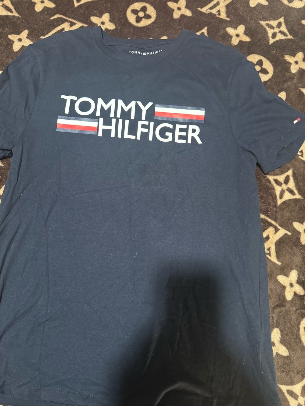 Tommy Hilfiger Navy Logo Tee with Red & White Accent